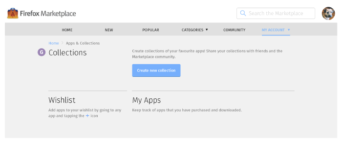 Collections, Wishlist & My Apps Screen (coldstart): Desktop